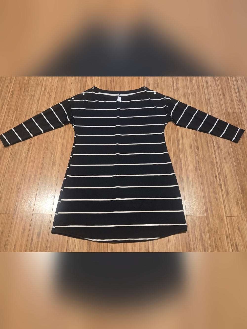 NWT Maurices Black & White Striped Long Sleeve Dress